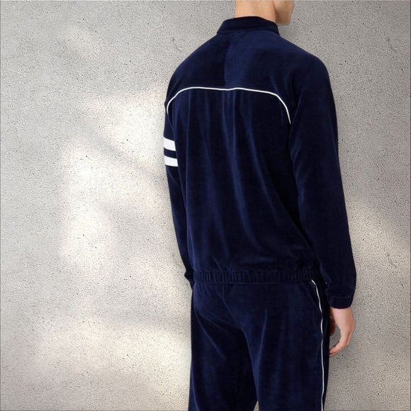 Men’s Fila Navy | White Pipping Velour Casual Outfit Set Tracksuits NWT - Picture 2 of 3